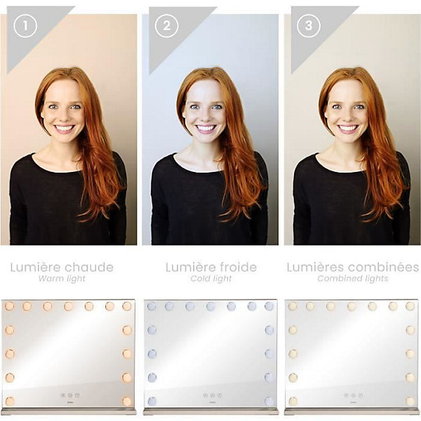 Livoo - Miroir lumineux - design courbe - eclairage led economique
