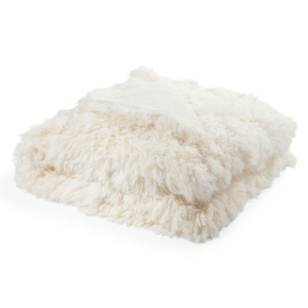 - Plaid imitation fourrure blanche 130x170