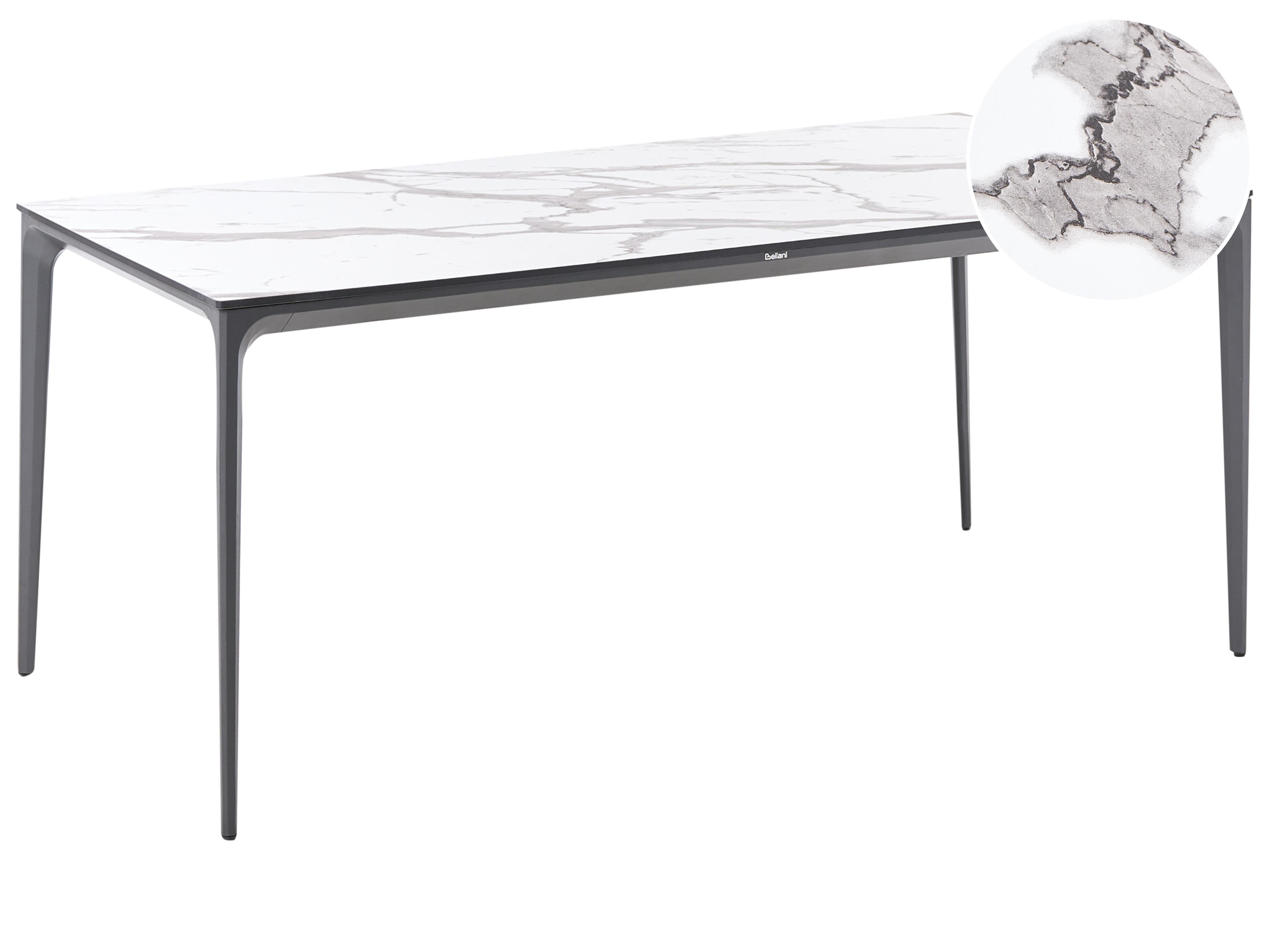 Garden Dining Table SOVARETO 180 cm 90 cm Marble Effect White Marble