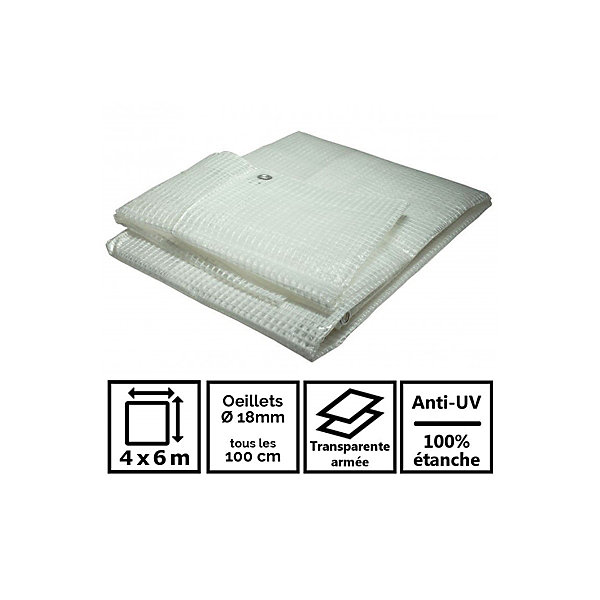 Bâche de jardin 4 x 6 m Armée transparente en polyéthylène 170g/m²