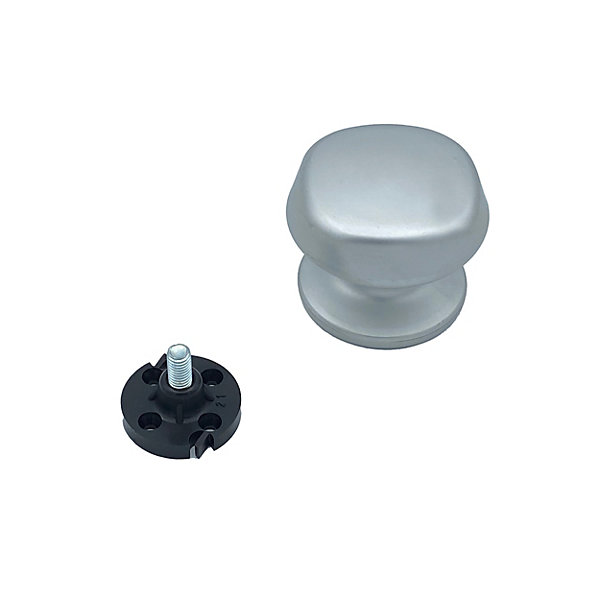 Bouton tirant de porte fixe D70 mm en aluminium Gris argent - breveté - lot de 6 boutons