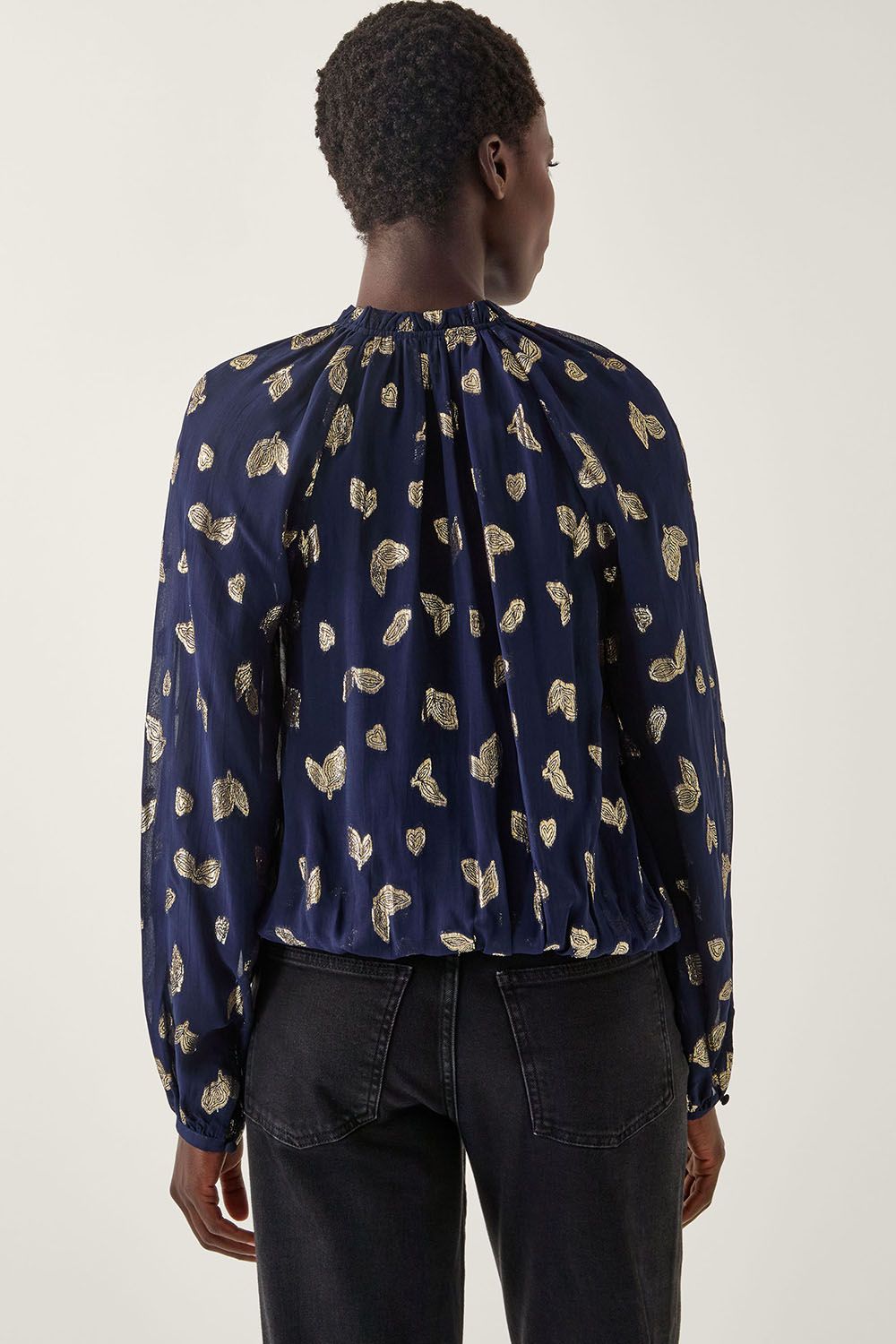 Monsoon Angela Leaf Print Wrap Blouse Blue