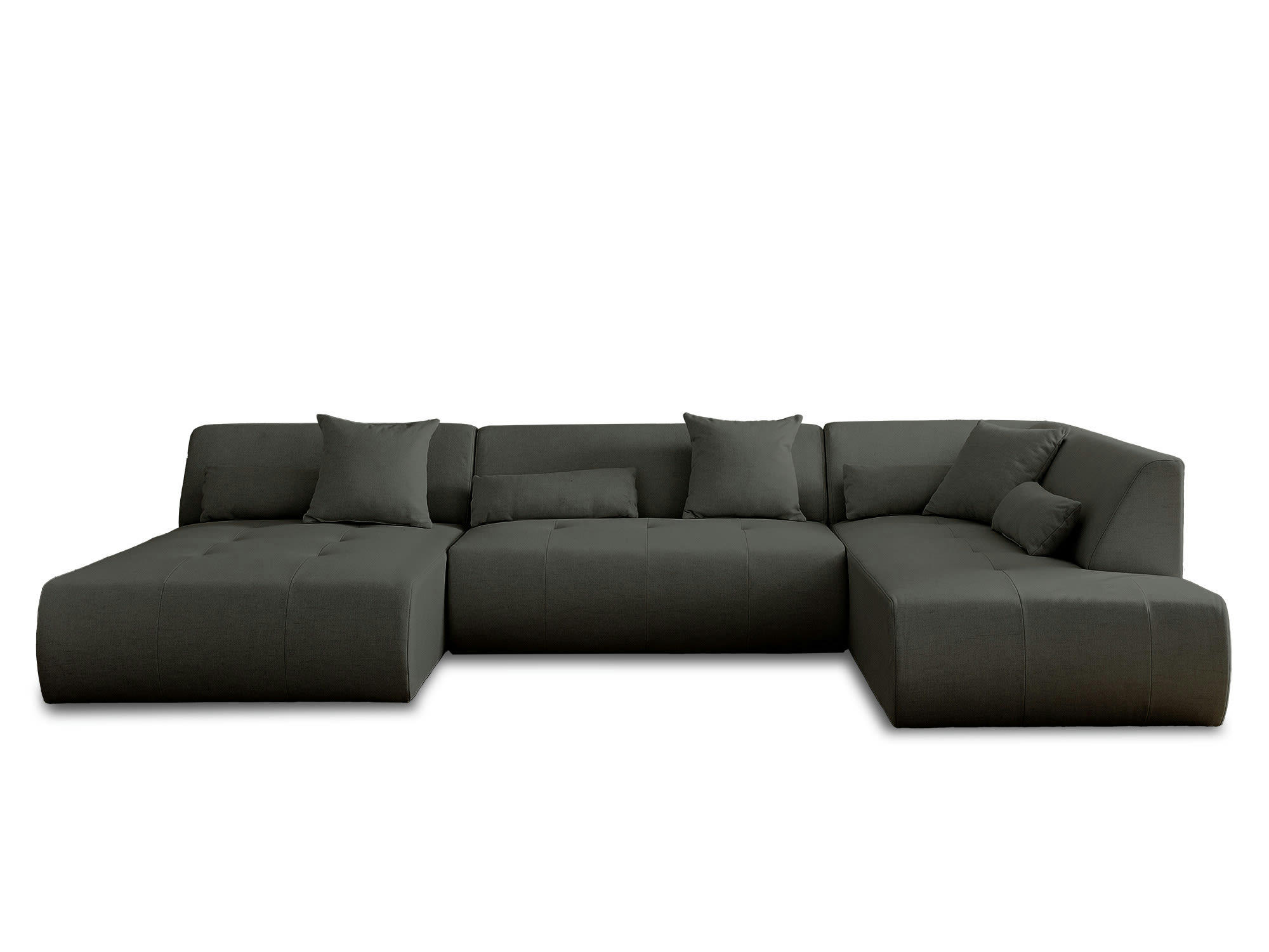ONYX - Canapé modulable 7 places angle droit en tissu gris foncé