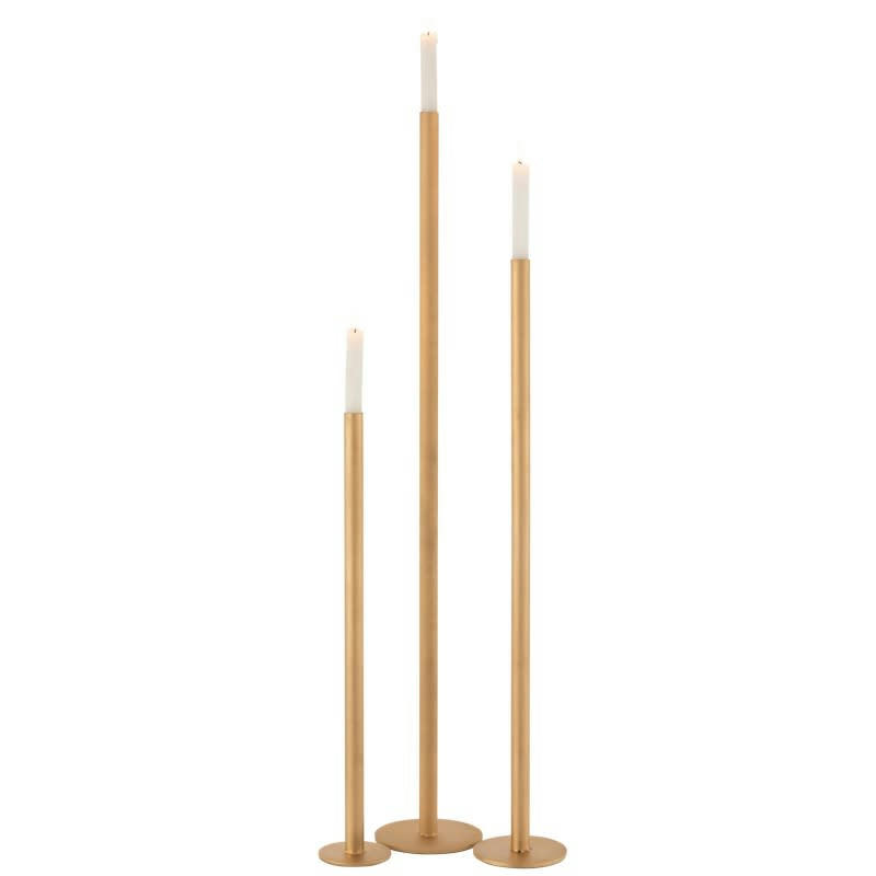 MODERNE - Set de 3 chandeliers hauts métal or mat H100cm