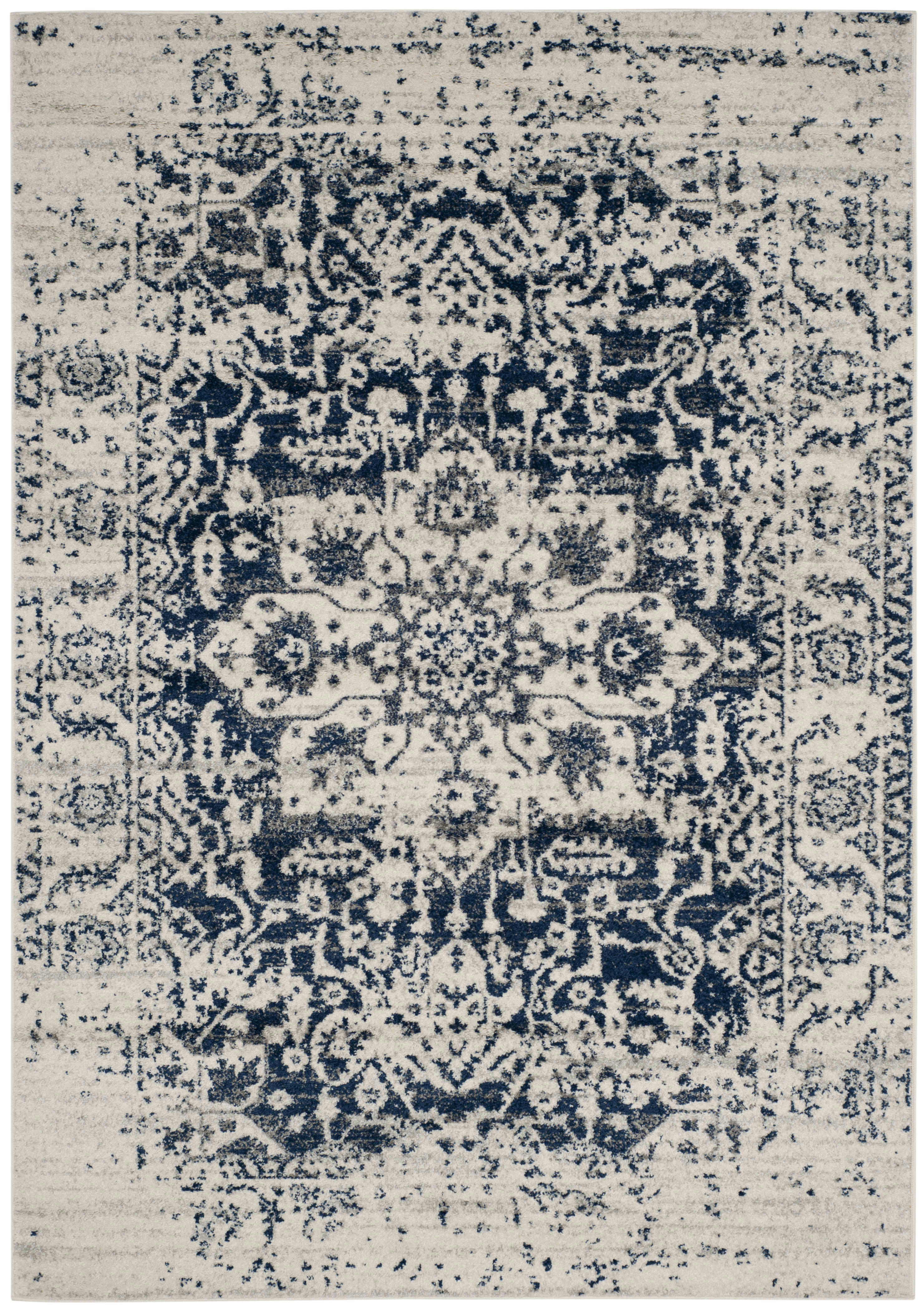 MADISON - Tapis de salon interieur en crème & bleu marine, 91 x 152 cm