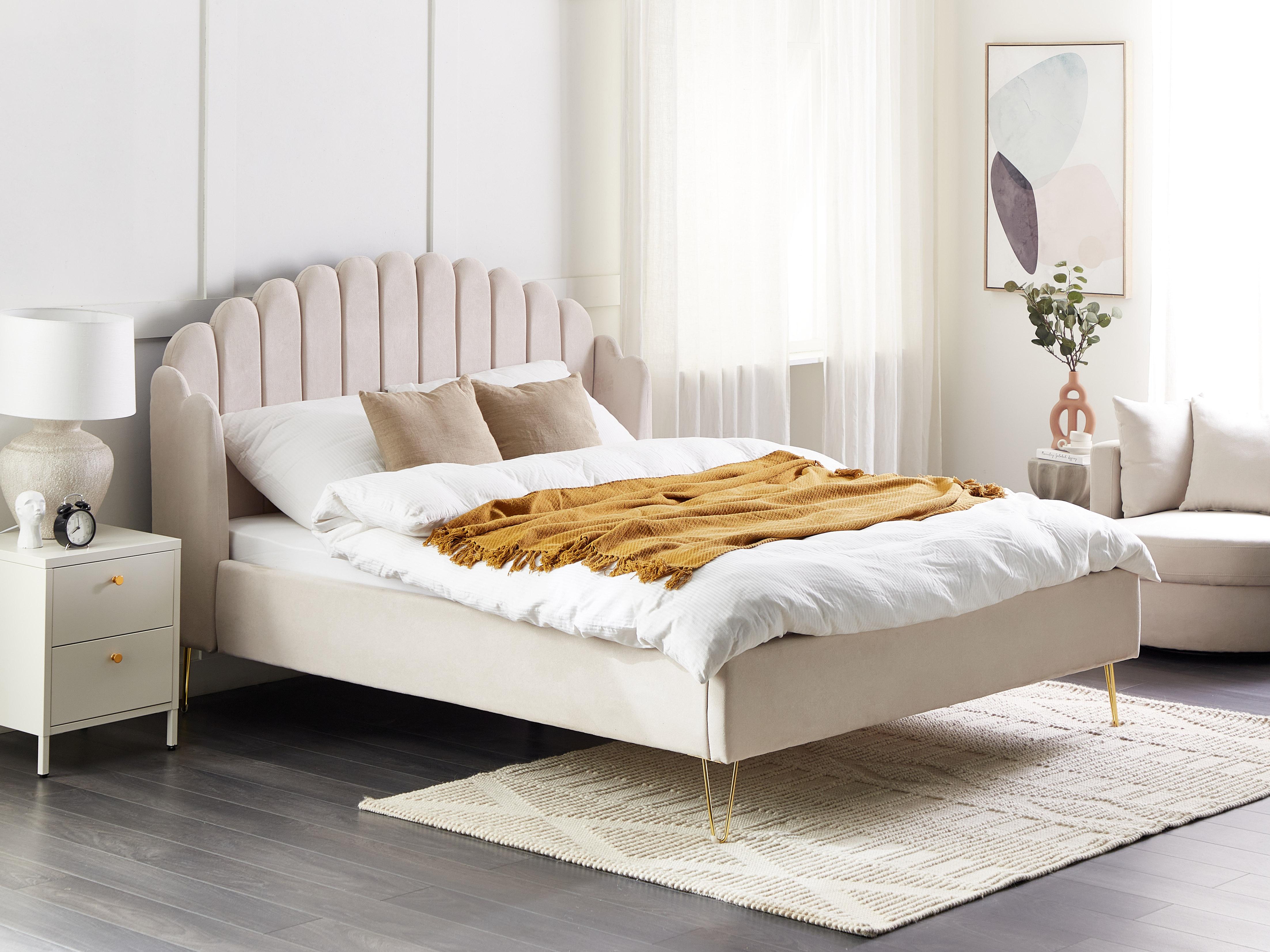 Bed Fabric AMBILLOU 160 x 200 cm (EU King Size) Light Beige
