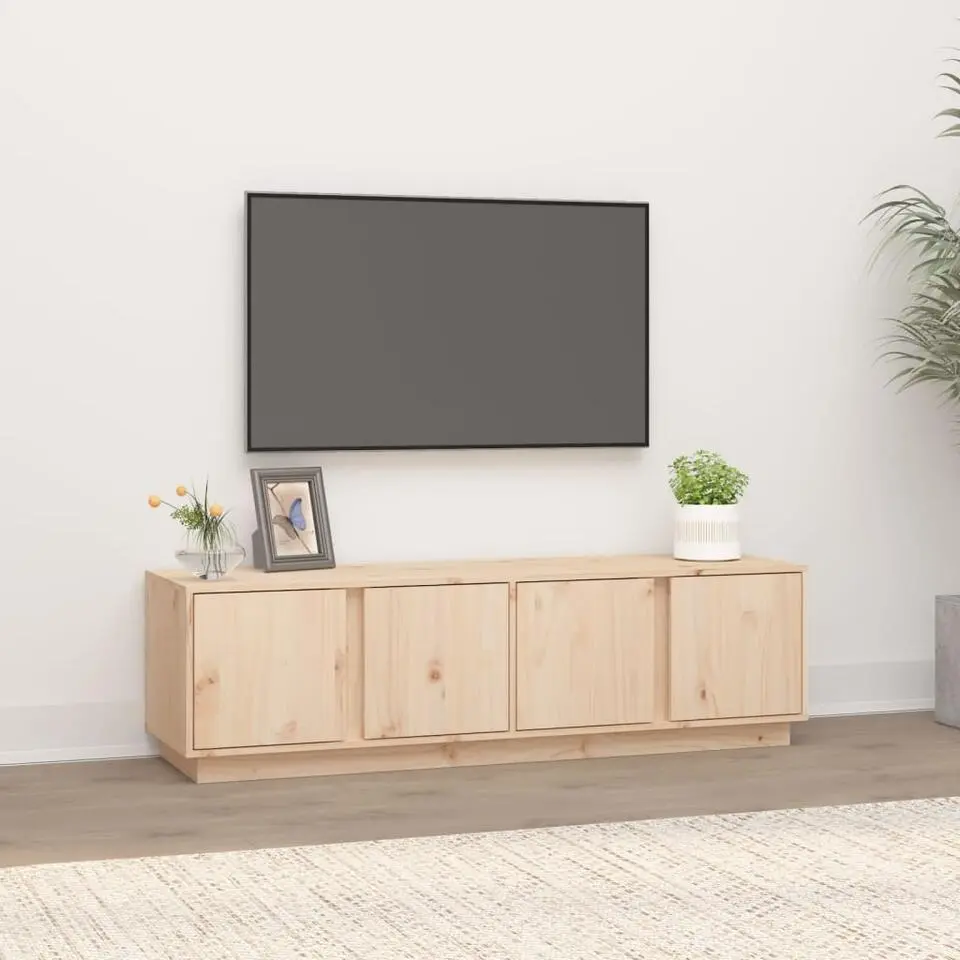 vidaXL - TV-meubel met 4 deuren - Naturel - Massief grenenhout - 140x40x40 cm