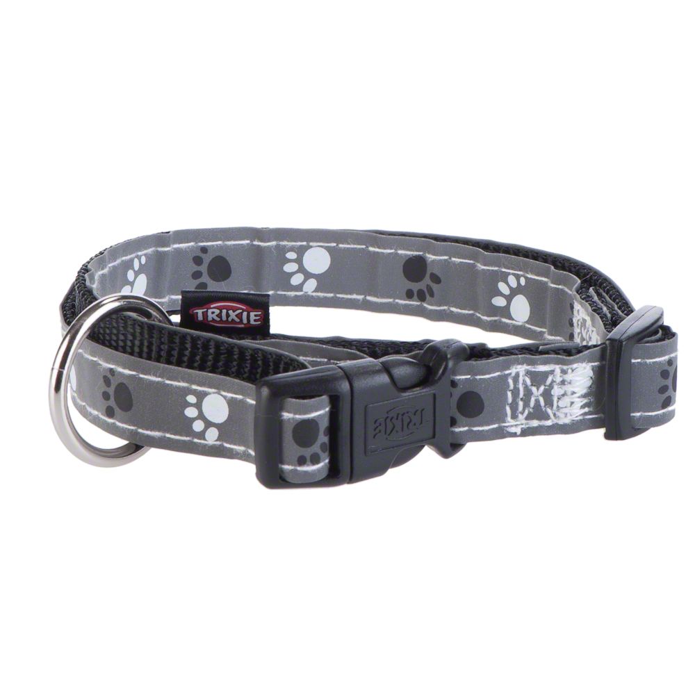 Trixie Reflective Paws Dog Collar - Silver