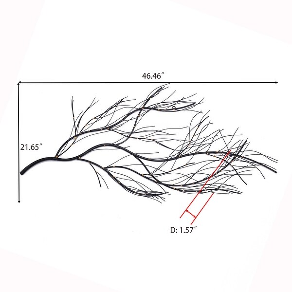 Black Metal Branch with Gold Accents Wall Decor