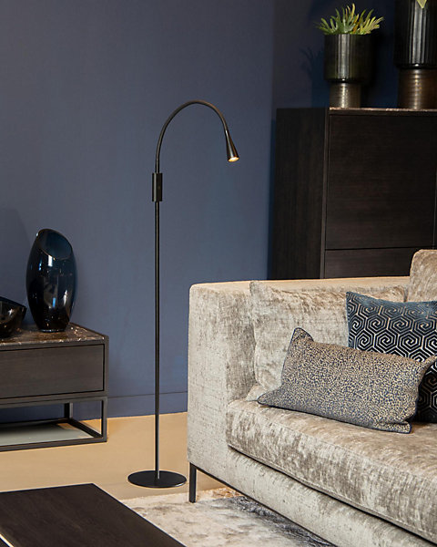 Lampadaire / lampe de lecture ZOZY en synthétique avec LED intégré - Noir - Lucide