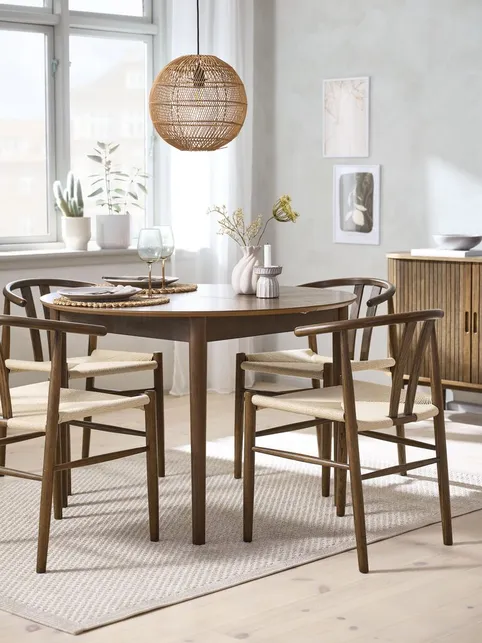 MARSTRAND Ø110 bord mørk eg + 4 GUDERUP mørk eg