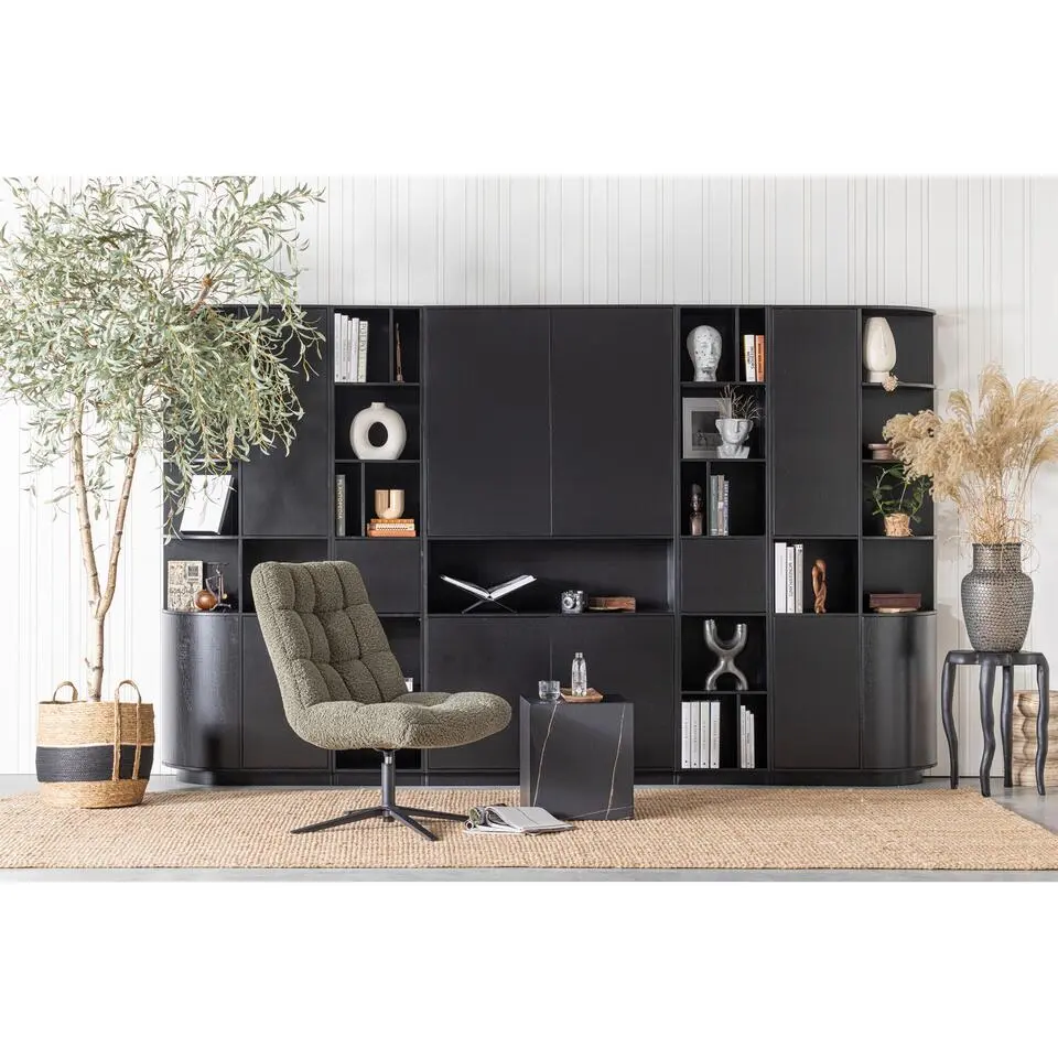 WOOOD Finca Opbergkast Rond Links - Zwart - 210x78x40