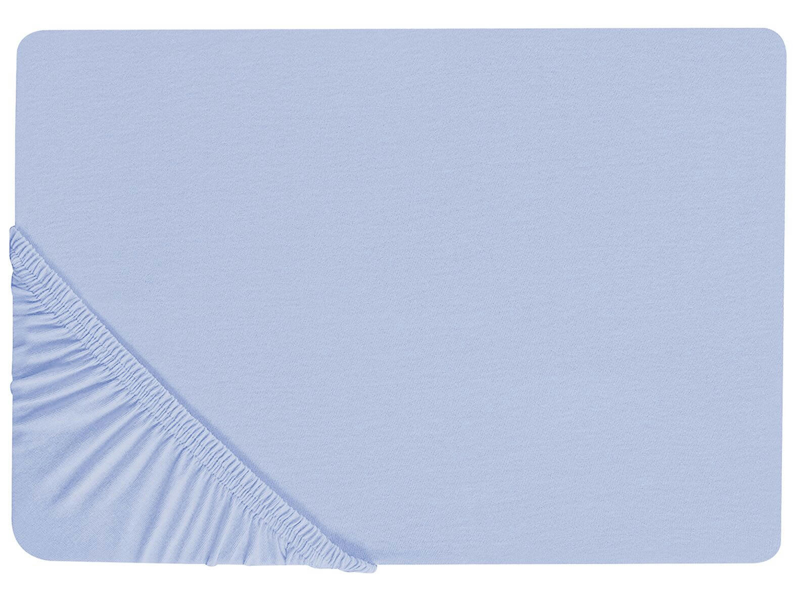JANBU - Drap-housse en coton 140 x 200 cm bleu clair