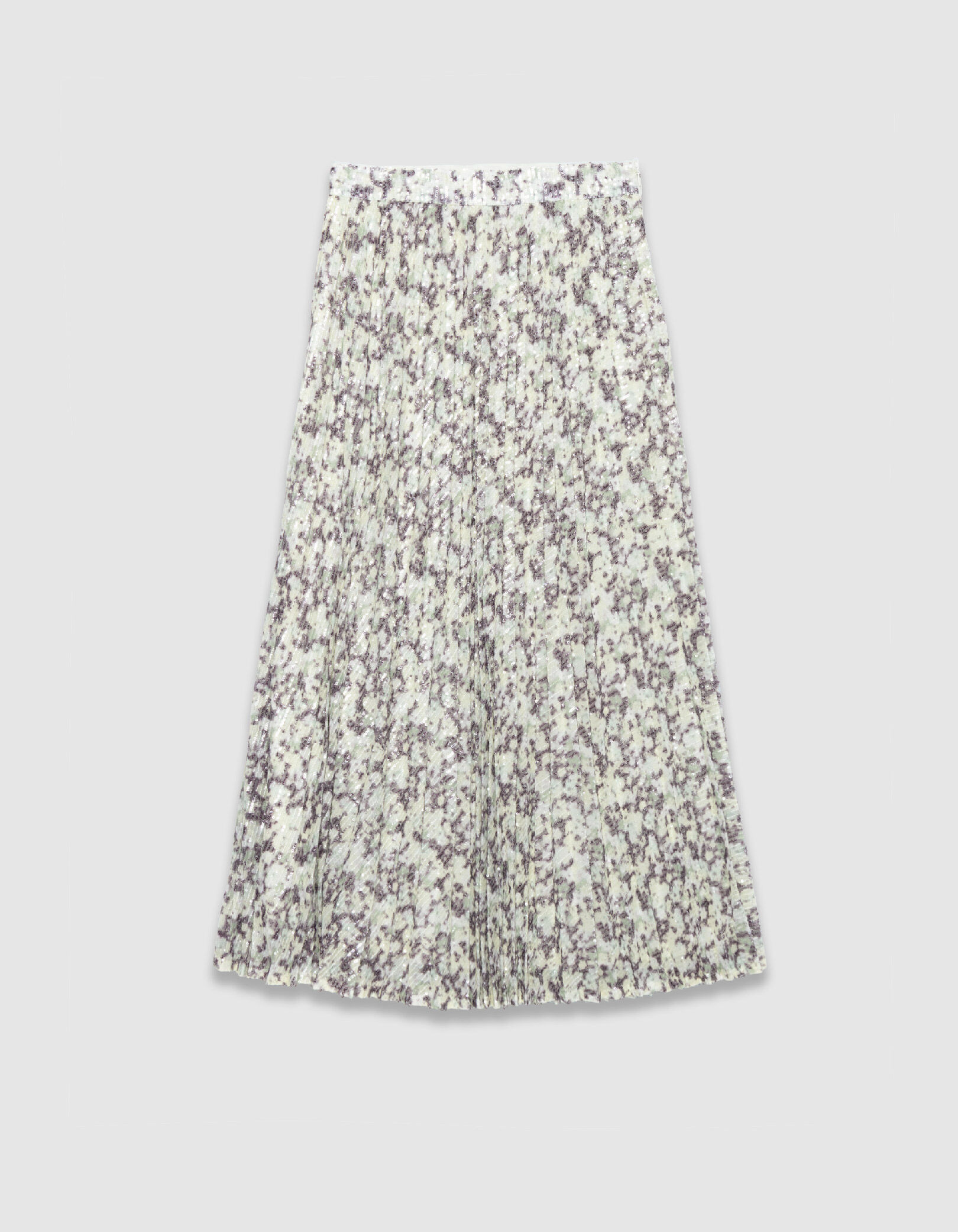 Jupe plissée verte camouflage broderies sequins Femme