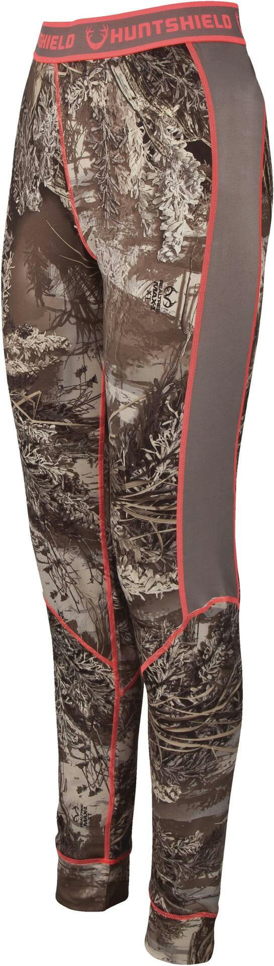 Huntshield Women's Base Layer Moisture-Wicking Pants for Hunting, Realtree Edge Camo