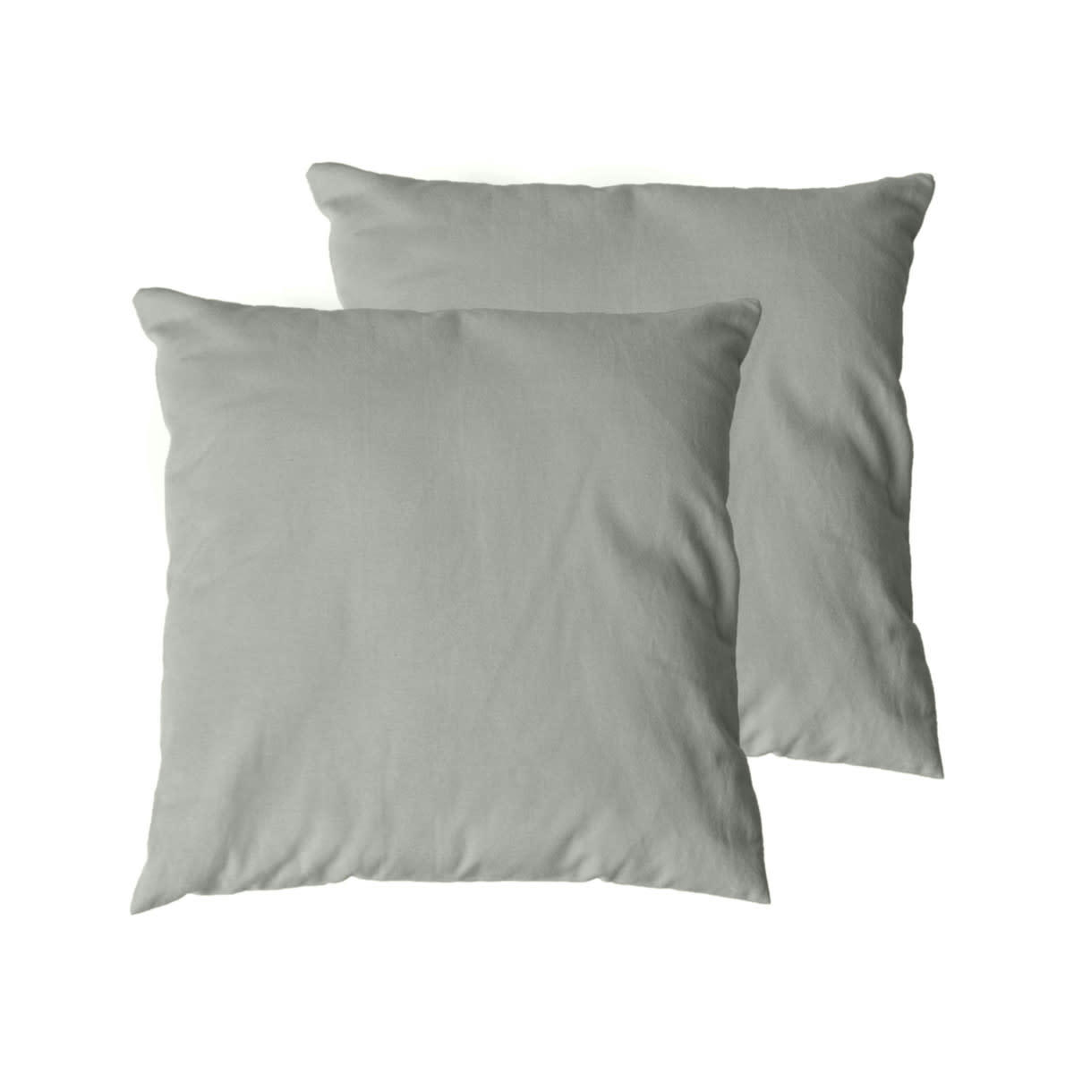 STUDIO FLANELLE - 2 taies d'oreiller en flanelle de coton Gris Perle 65x65 cm