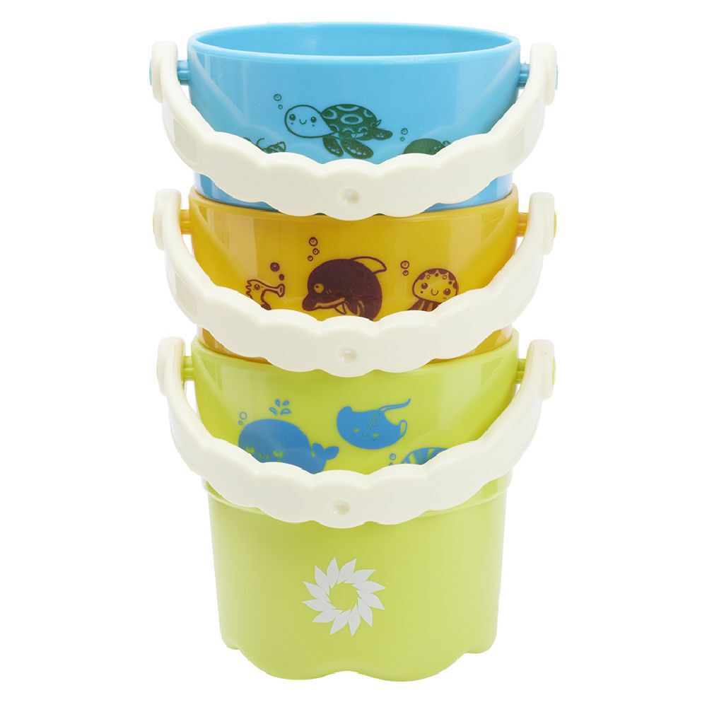 Seau de plage Funky motif animaux de la mer x3 - Ø7xH7cm