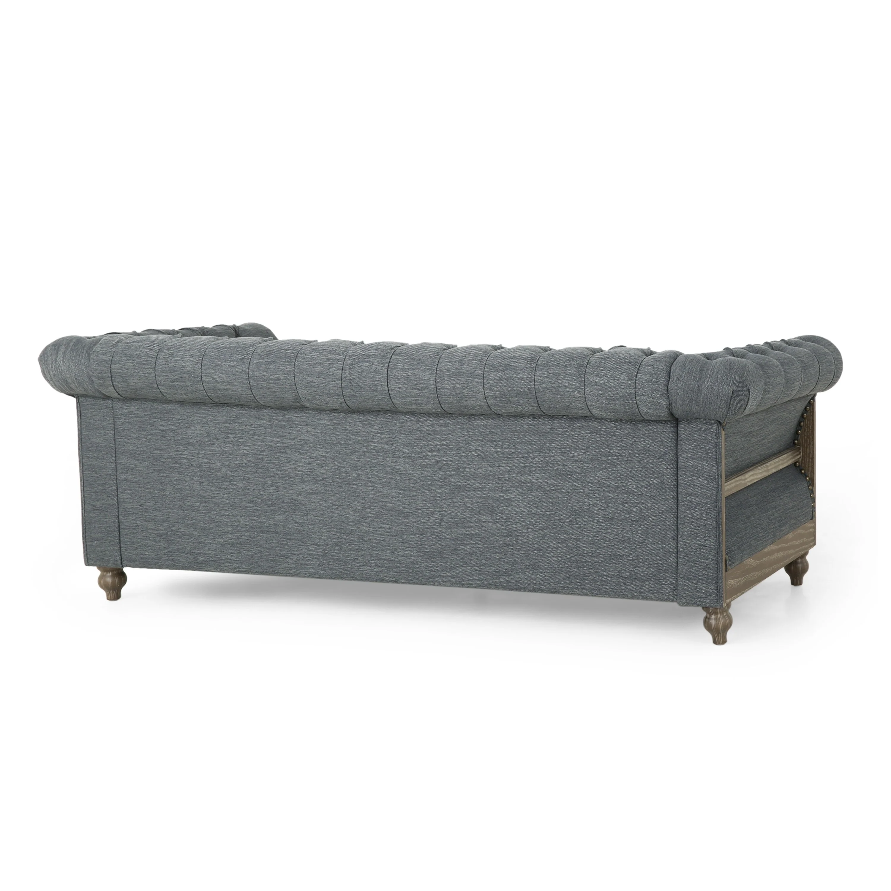 Charcoal Chesterfield Button Tufted 3-seater Sofa with Wood Legs