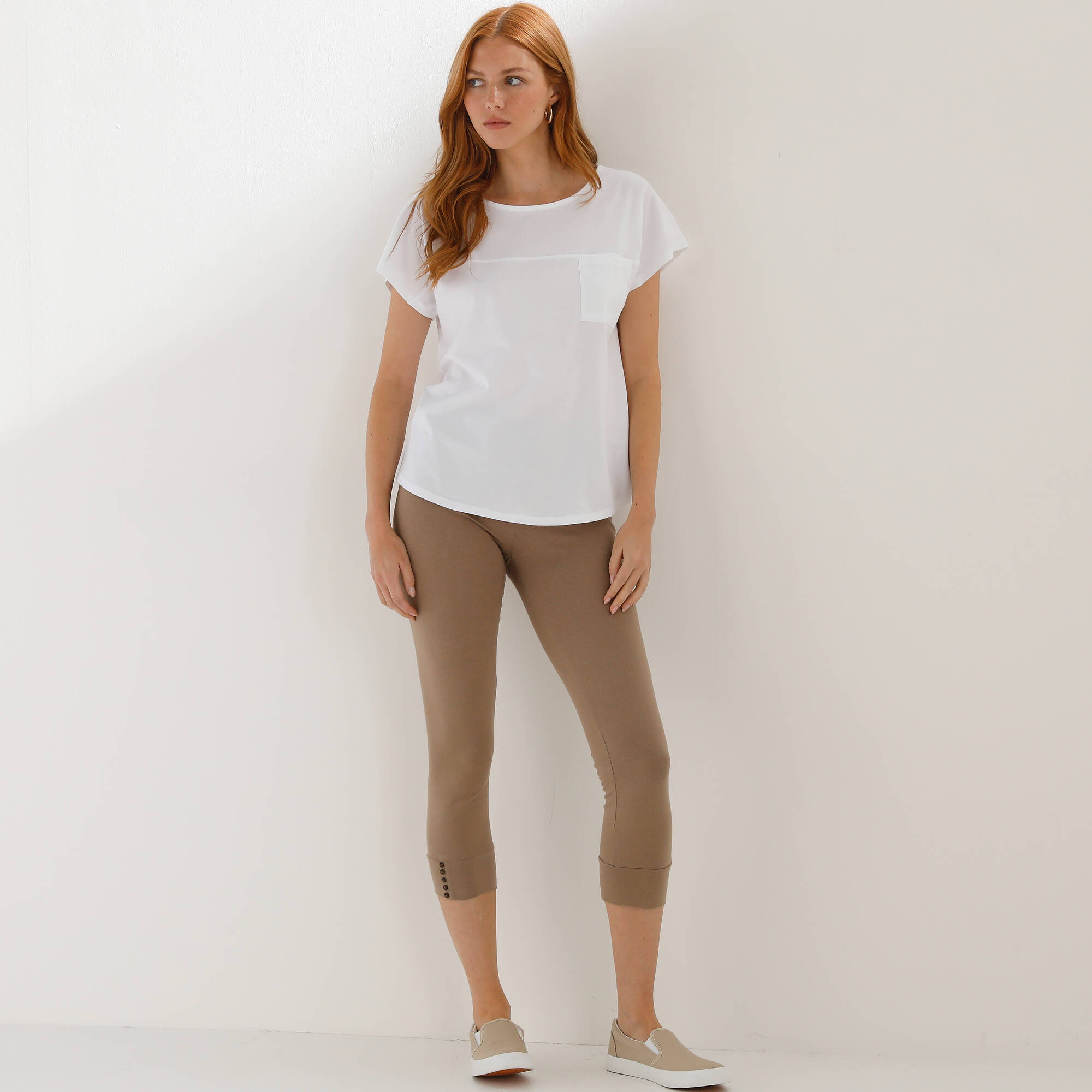 Legging 3/4, bas boutonné