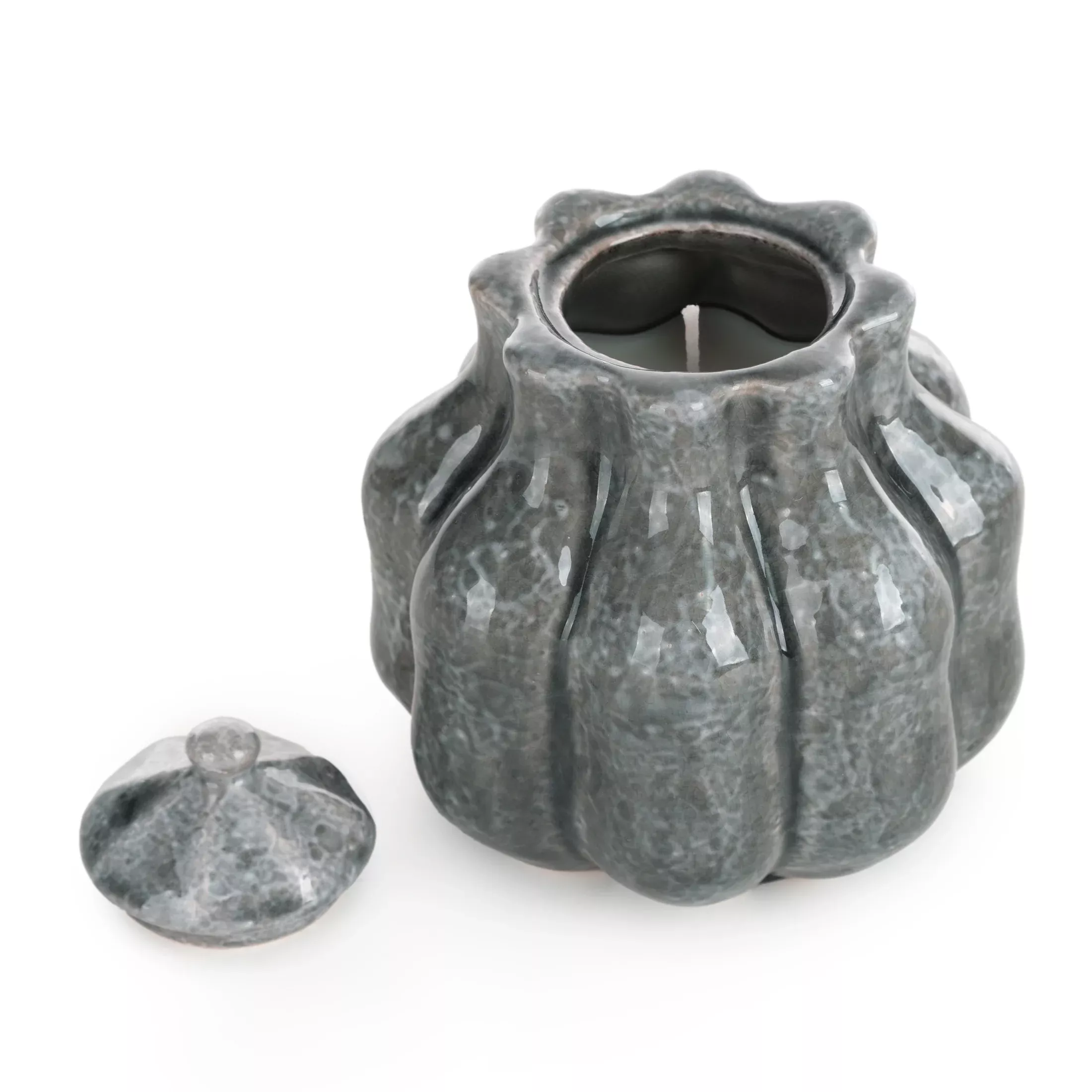 Świeca sojowa grafitowa w eleganckim ceramicznym wazoniku średnica 12x14 cm NIKO