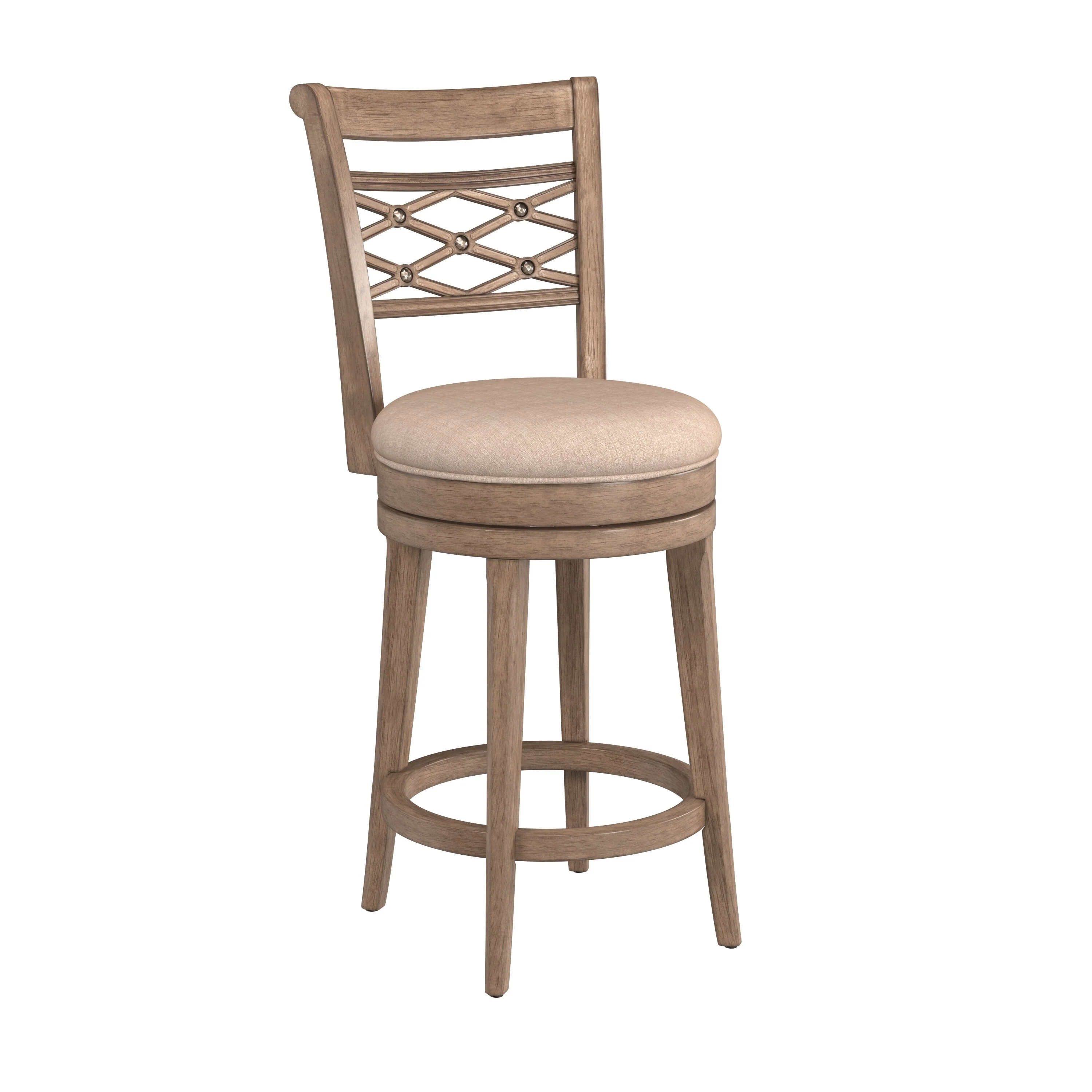 Chesney Weathered Gray Wood Counter Height Swivel Stool - 43.25H x 23W x 19.5; Seat Height: 26H