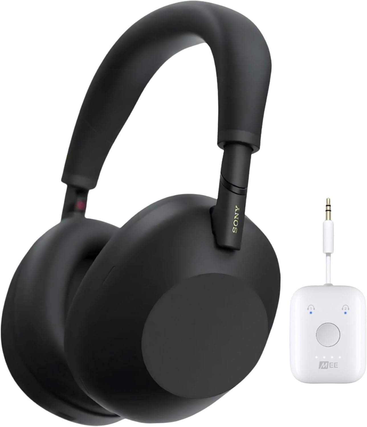 Sony WH-1000XM6 Wireless Noise-Canceling Headphones with QN3 Processor (Black) Bundle with Connect Air in-Flight Bluetooth Wireless Audio Transmitter (2 Items).
