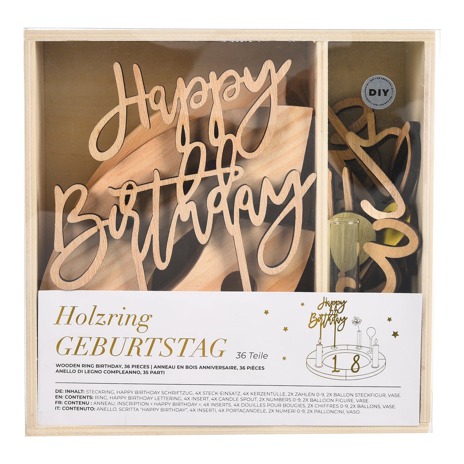 Holzring Geburtstag Braun, 36 -tlg.