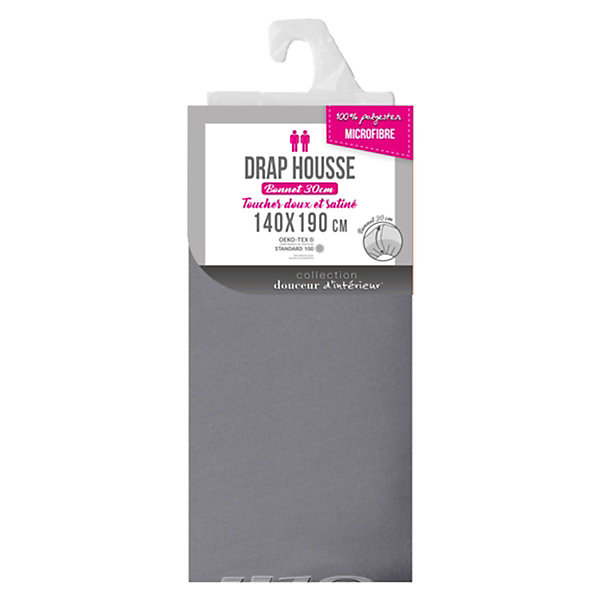 Drap housse 140 x 190 cm bonnet 30 cm Mmicrofibre Oscar Anthracite