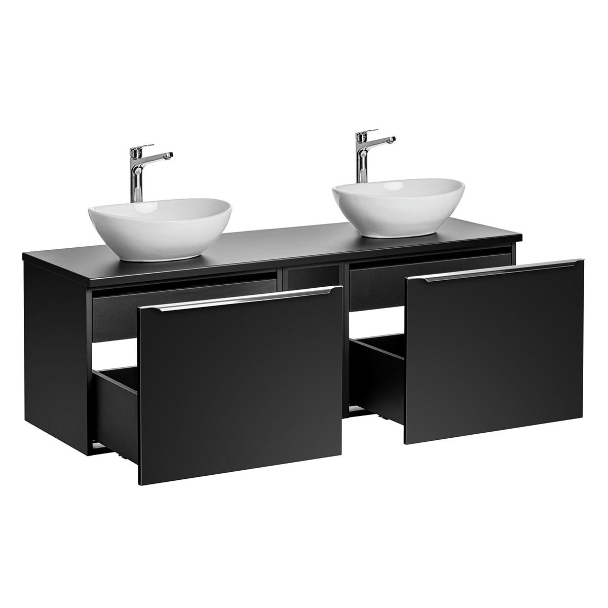 - Meuble double vasque 140cm 2 niches noir