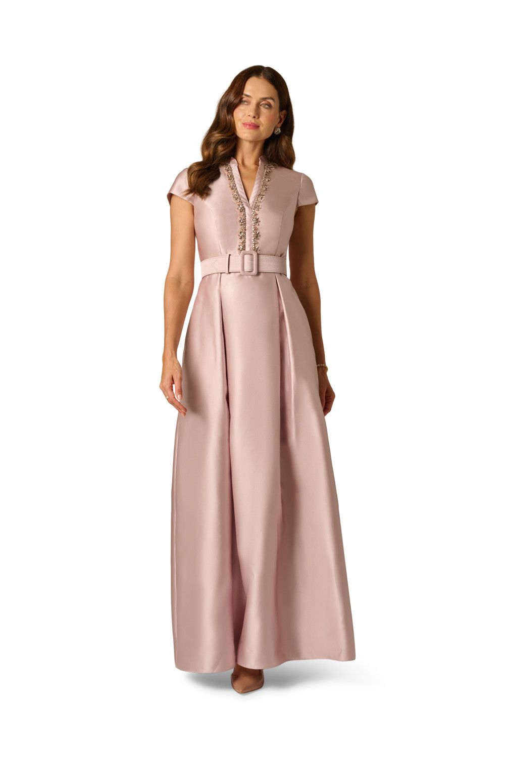 Adrianna Papell Mikado Belt Gown