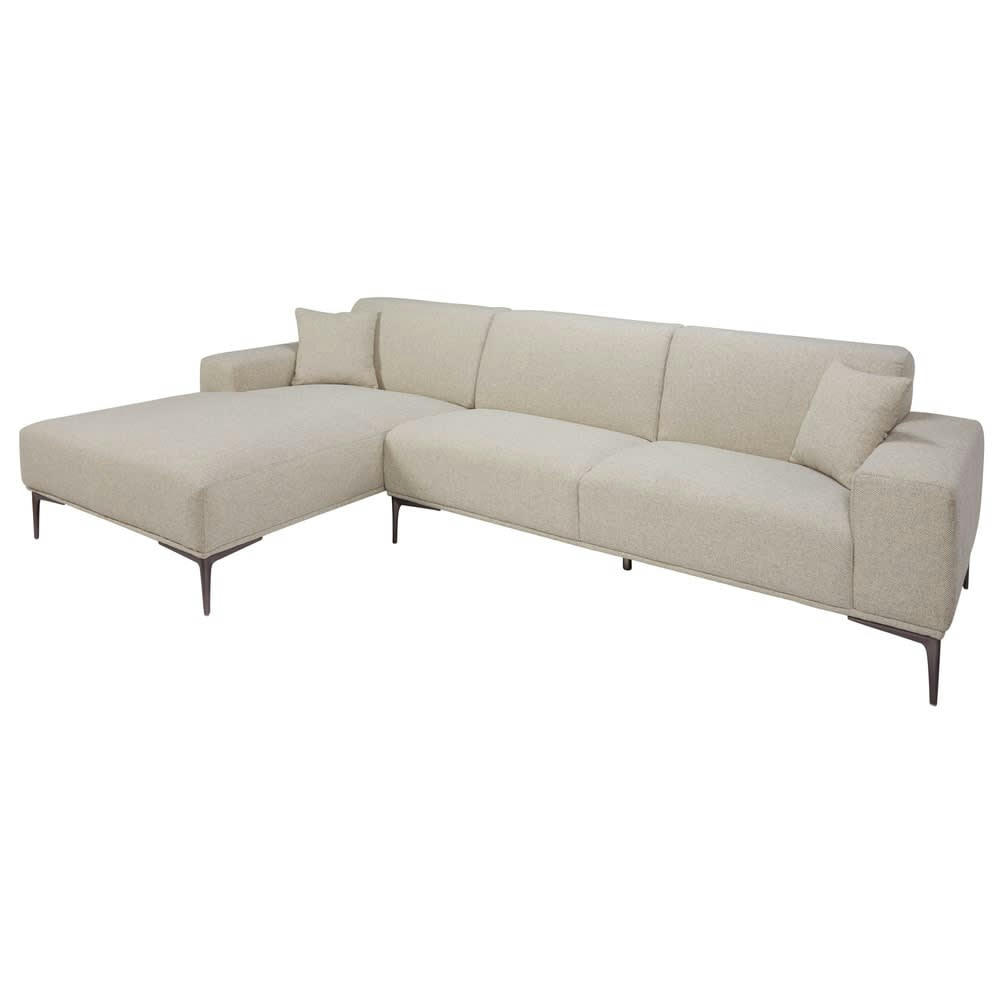 Tokyo - Canapé d'angle gauche 5 places gris clair chiné