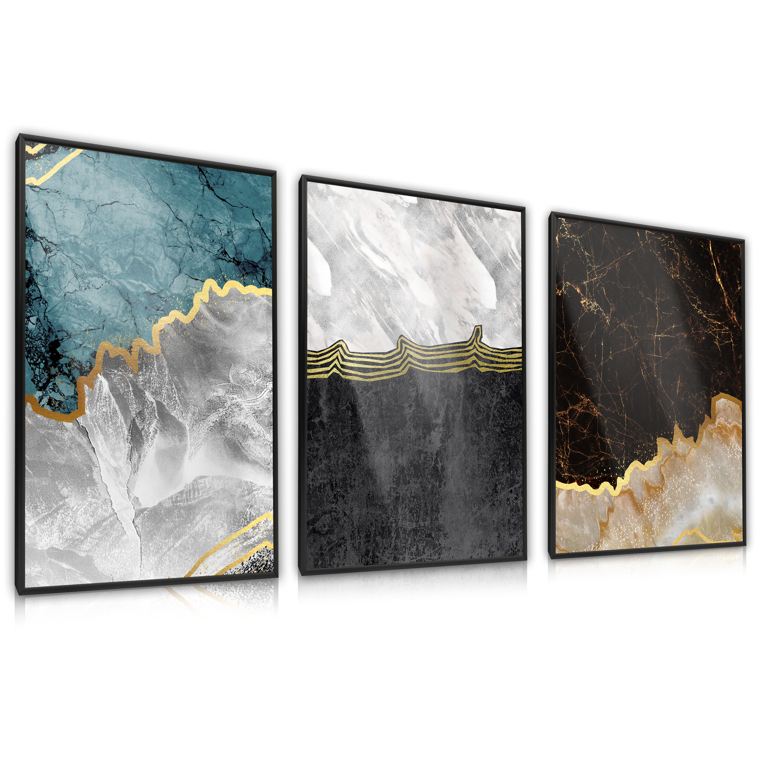 Zestaw 3x Plakat w Ramie MARMUR Abstrakcja 30x40cm