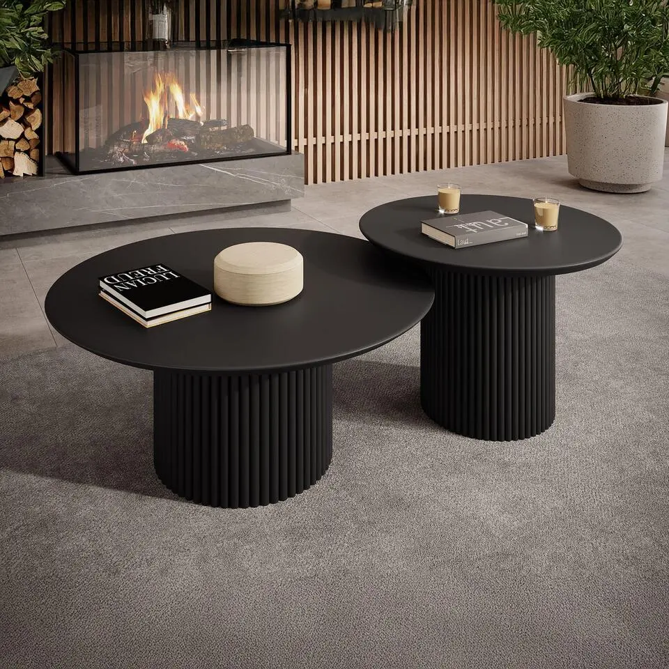 Meubella - Salontafel Mixx - Mat zwart - Set van 2