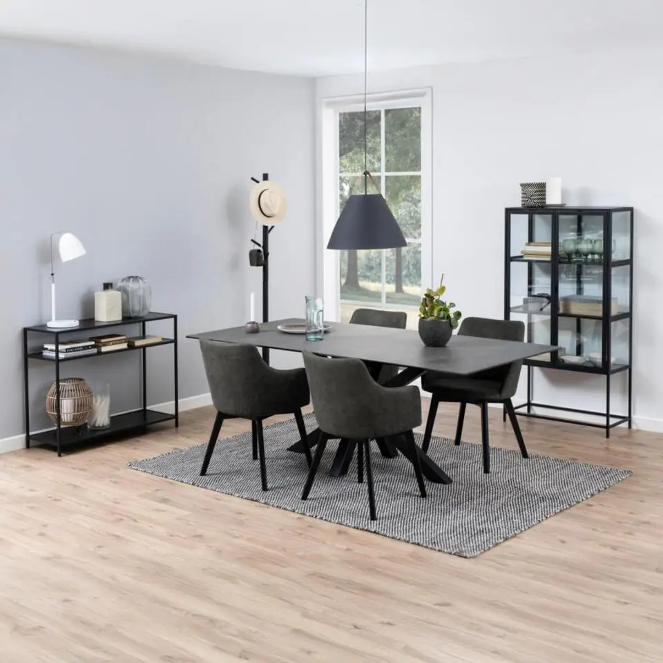 Eetkamerstoel - Antraciet - Stof - Zithoogte 45cm - Mollen - Set van 2