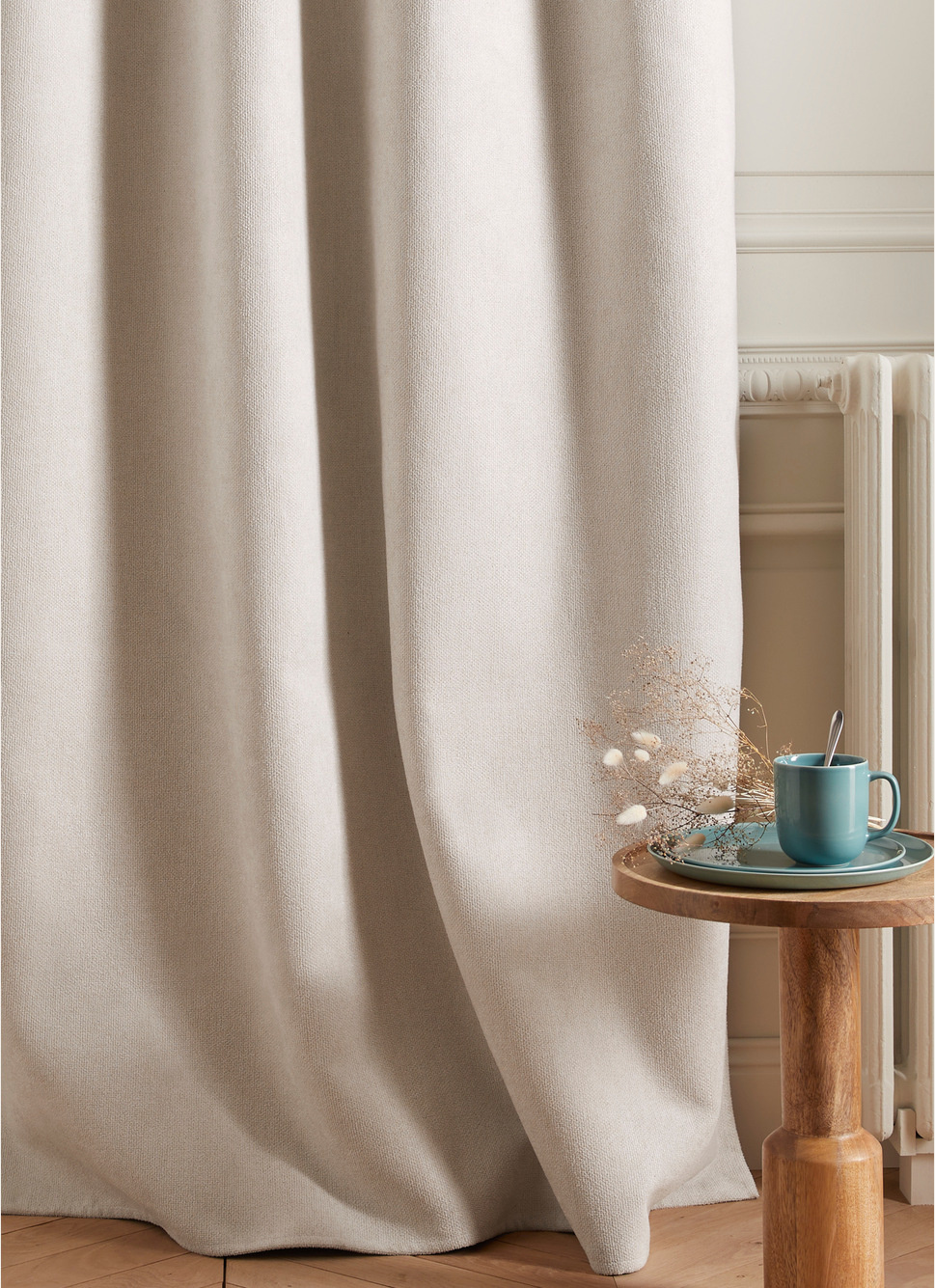 RIDEAU OBSCURCISSANT EN VELOURS CHENILLEÉCRU