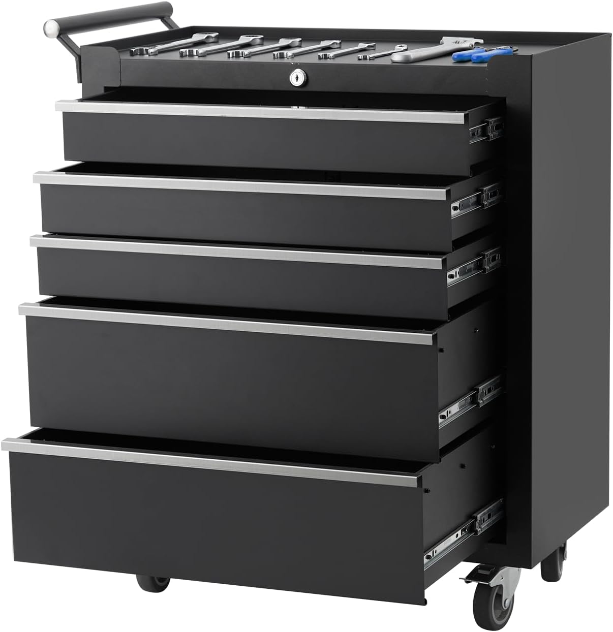 5-Drawer Rolling Tool Chest, Heavy Duty Tool Storage Cabinet with Drawers & Locking Mechanism & Wheels, Multifunctional Utility Tool Storage Chest Organizer for Warehouse, Repair Shop.
