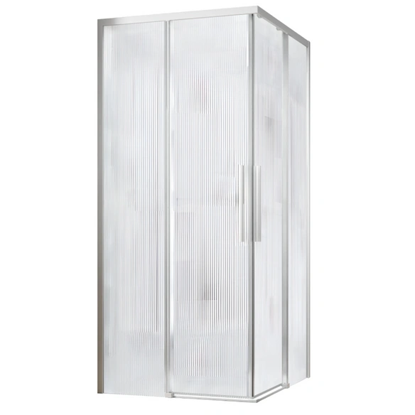 Schiebetür »S8«, Für Eckeinstieg, BxH: 90 x 195 cm, Wellenglas, weiß