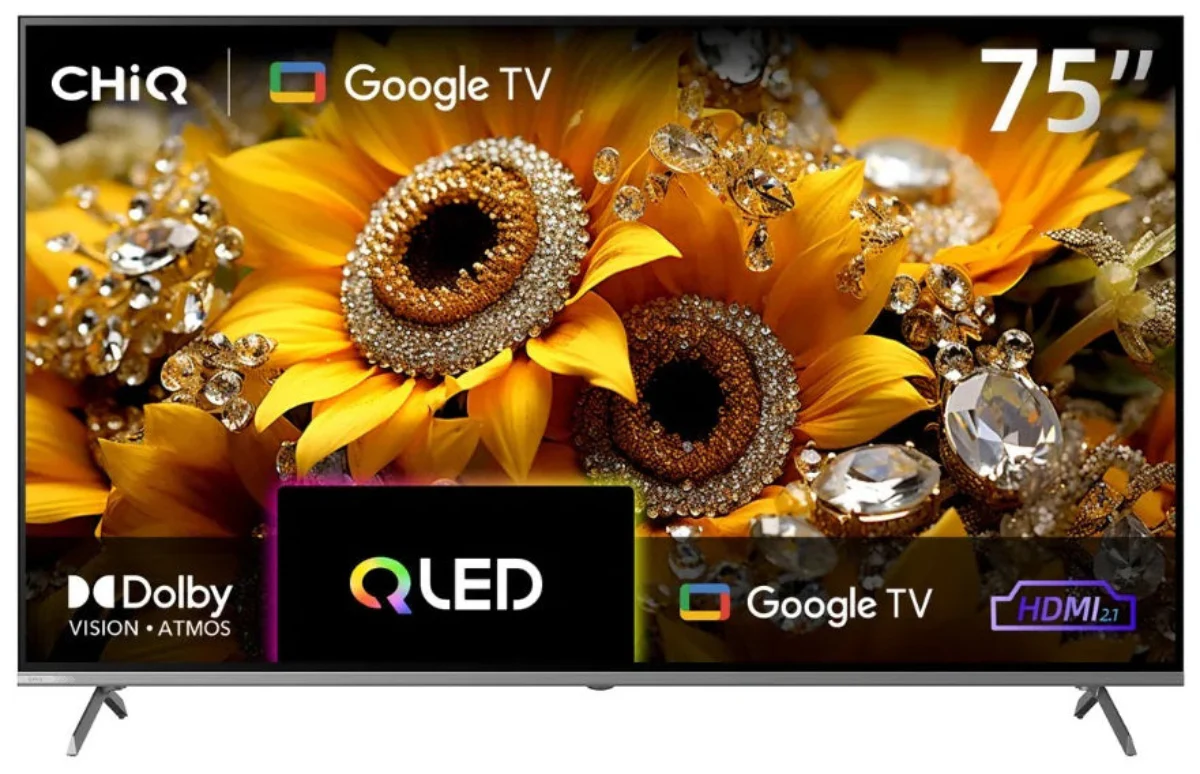 CHIQ TV 75Inch QLED UHD, Smart Google TV, 4HDMI & 2USB, 120Hz, Dolby Vision, HDR10+