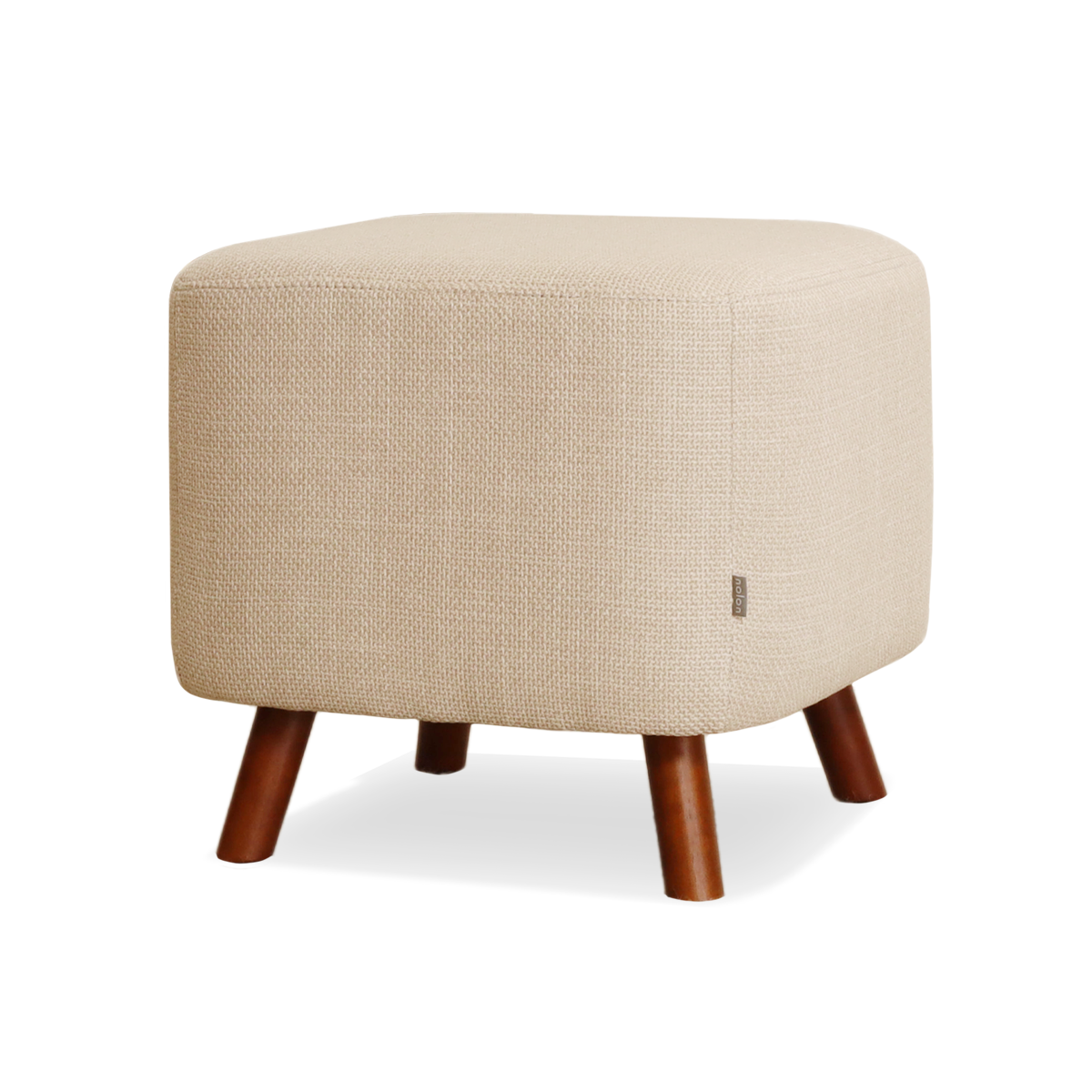 Nolon Julia Vierkante Poef met Houten Pootjes 44 x 44 cm - Beige