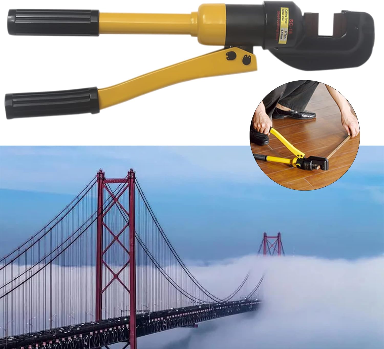 Hydraulic Rebar Pliers - Portable Hydraulic Rebar Cutter for Concrete Construction - Cuts 1/4 to 7/8 / 4mm to 22mm - 12ton - Handheld Cutting Tool With Box