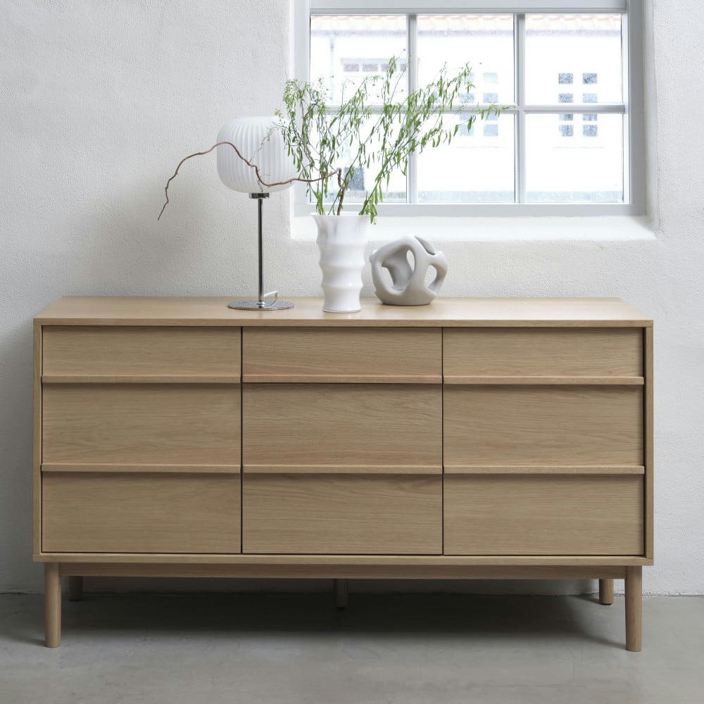 CLANE - Buffet 3 portes 1 tiroir en bois L140cm bois clair