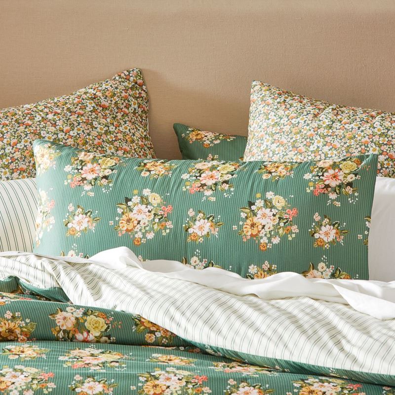 Elsie Floral Pine Quilted Pillowcase