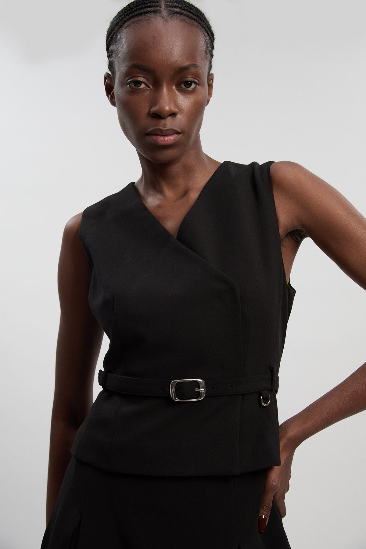 KarenMillen Compact Essential Belted Tailored Full Midi Dress