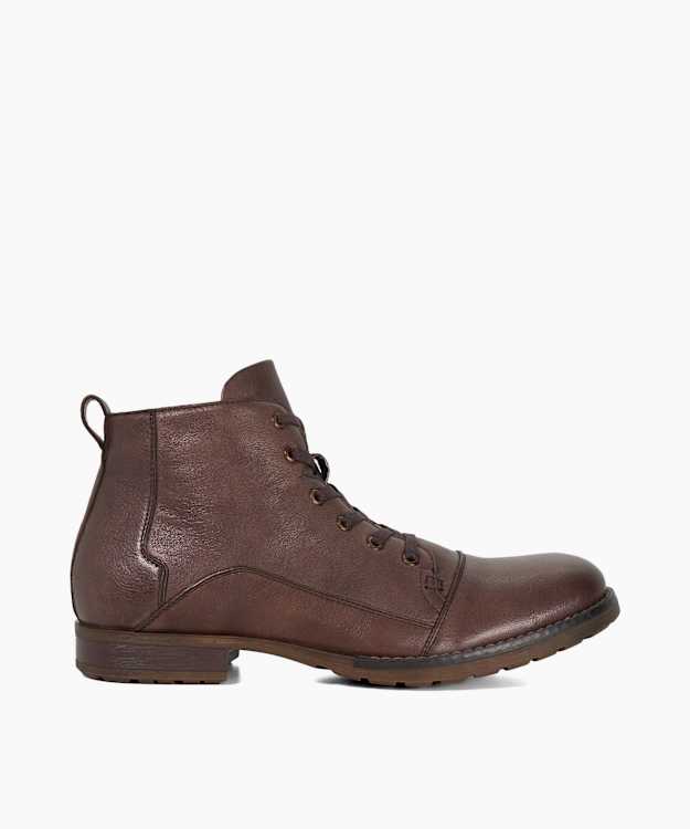 Corrdial Brown - Leather Lace-Up Casual Boots