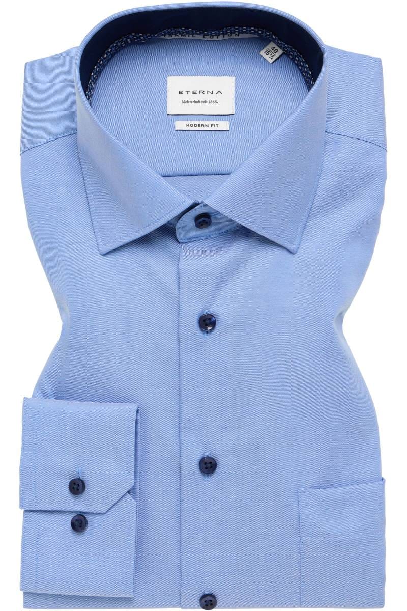 ETERNA Modern Fit Hemd blau, Einfarbig (extra langer Arm)