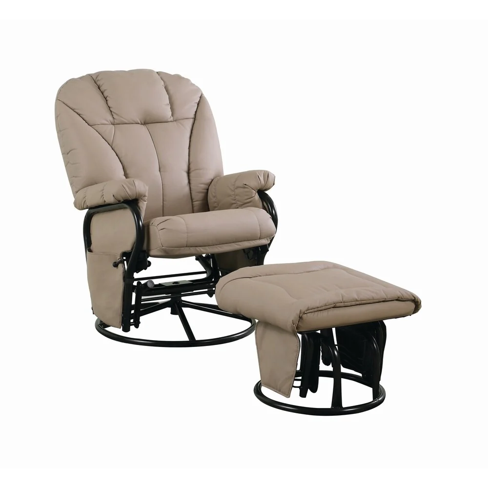 Coaster Company Bone Leatherette Glider with Ottoman - 2-Piece