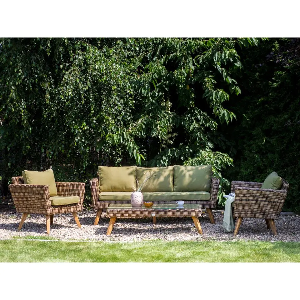 VITTORIA XL - Loungeset voor 5 - Olijfgroen - PE rotan