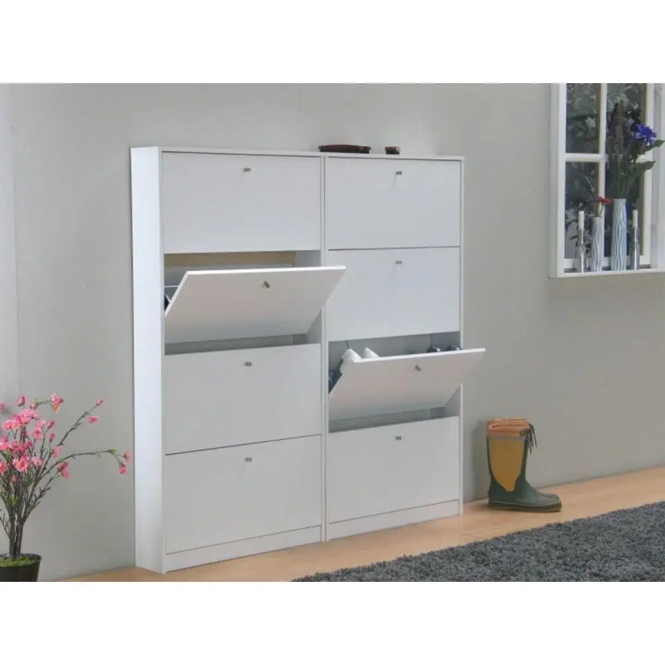 Hioshop Schoenenkast wit mat (set van 2 stuks) 150x148x17 cm Escape