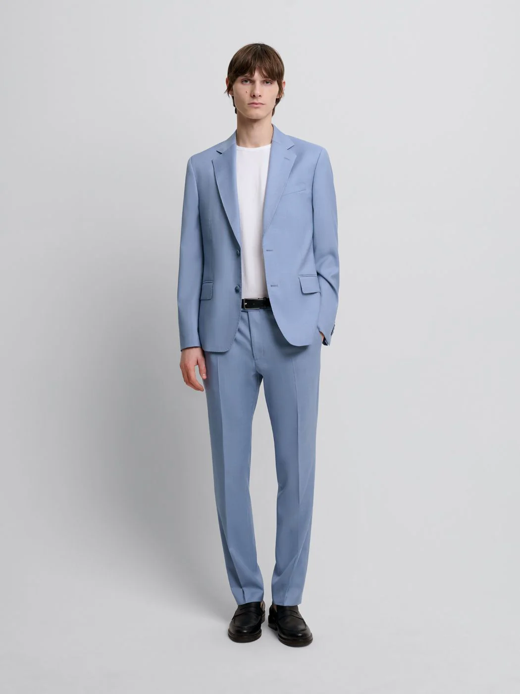 Costume 2 pièces slim en laine bleu clair