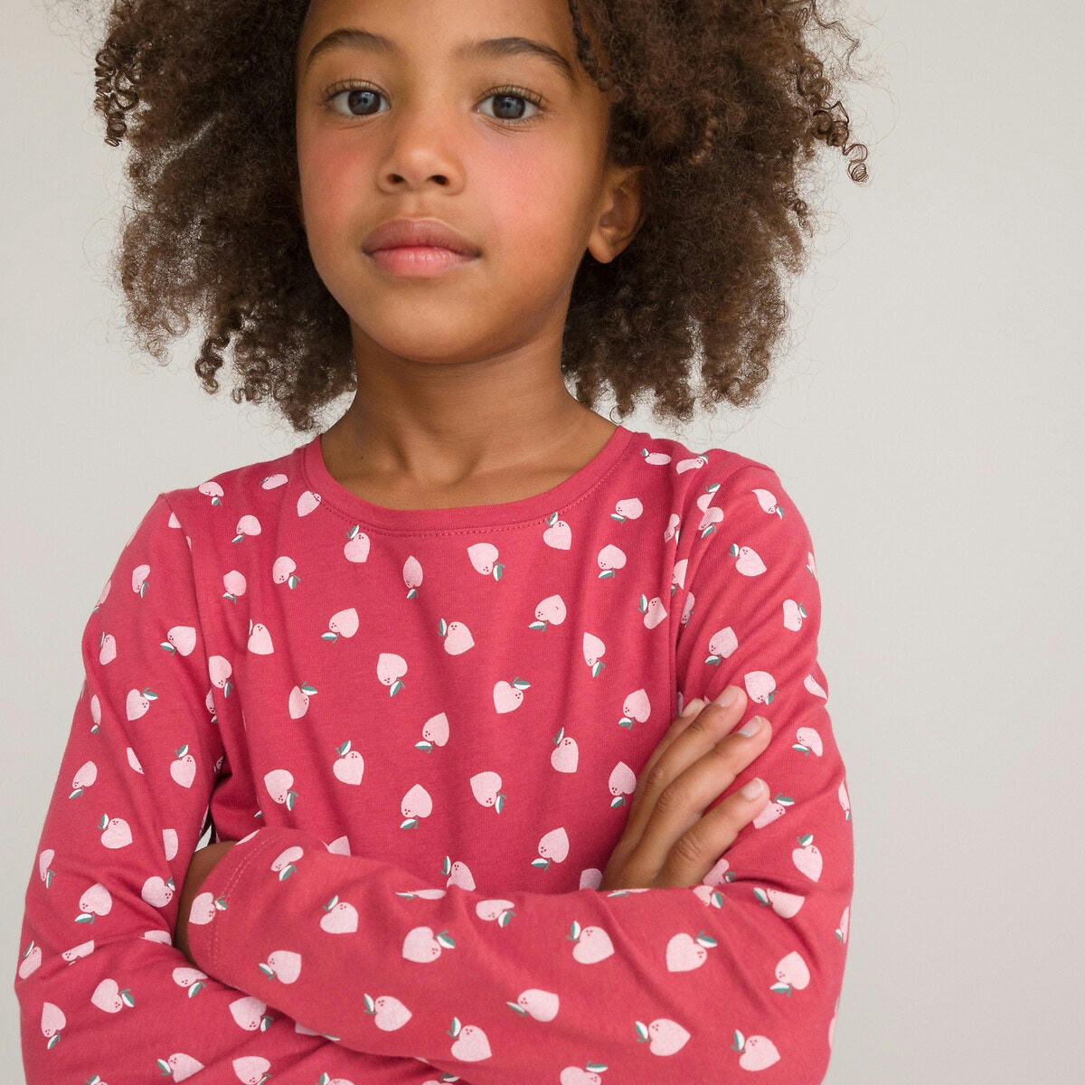 Robe manches longues, imprimé pommes
